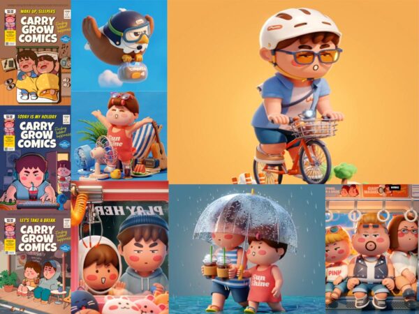【中文配音及原版】Blender 中创建6个可爱角色ip(完整) — 图片 1