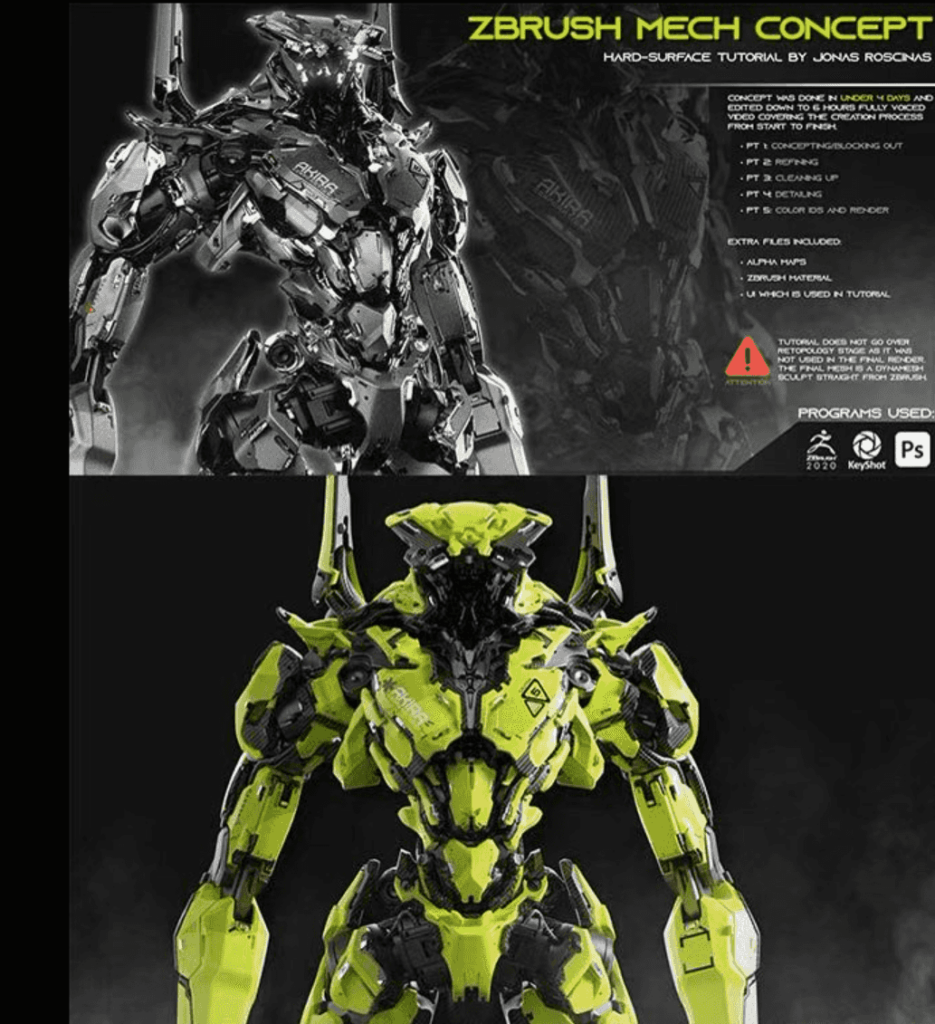 【暂无字幕】JRZbrushConcept帅气机甲雕刻 — 图片 1