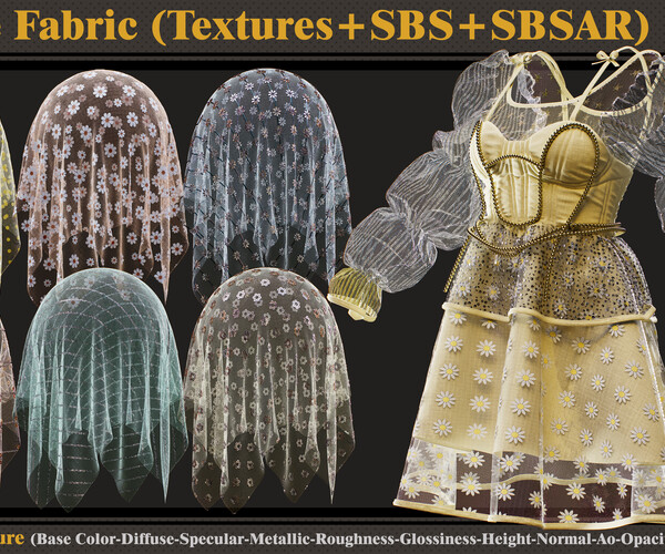 【顶级素材】50种蕾丝面料材质Lace Fabric Materials (Textures+SBSAR+SBS) – Standard License 1 — 图片 1