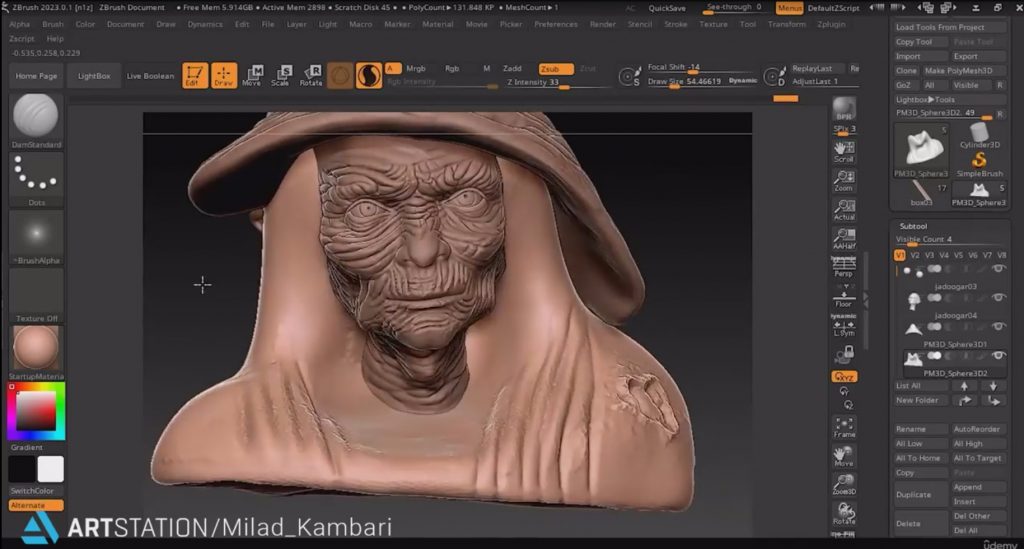 [英文教程-无字幕]ZBrush逼真女巫人物角色完整雕刻过程视频 — 图片 5