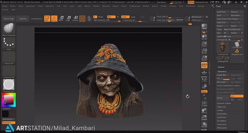 [英文教程-无字幕]ZBrush逼真女巫人物角色完整雕刻过程视频 — 图片 6