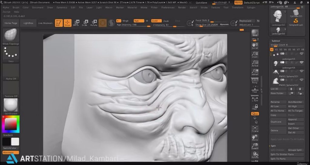 [英文教程-无字幕]ZBrush逼真女巫人物角色完整雕刻过程视频 — 图片 4
